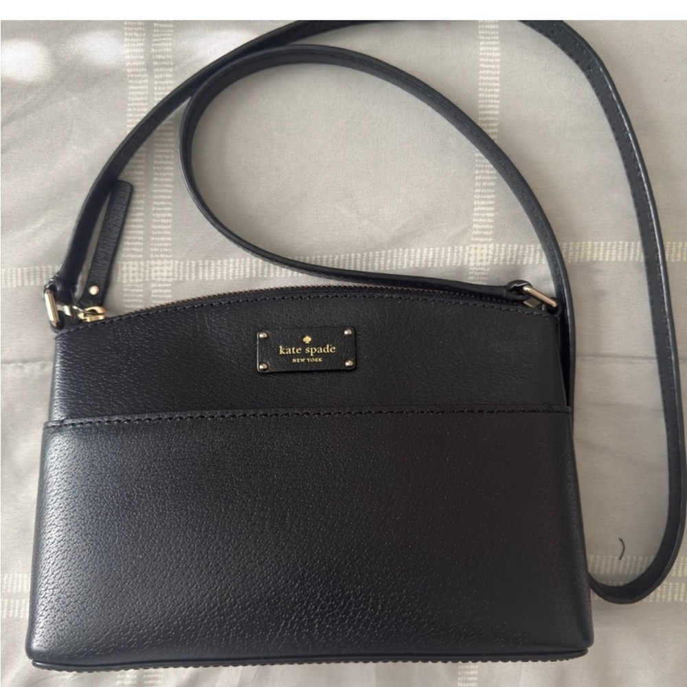 Kate Spade Black Leather Crossbody Bag with Gold Hardware